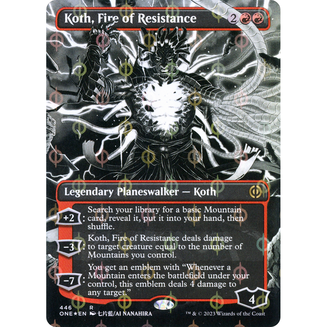 Koth, Fire of Resistance (ONE-446) - Phyrexia: All Will Be One: (Showcase) (Borderless) Foil