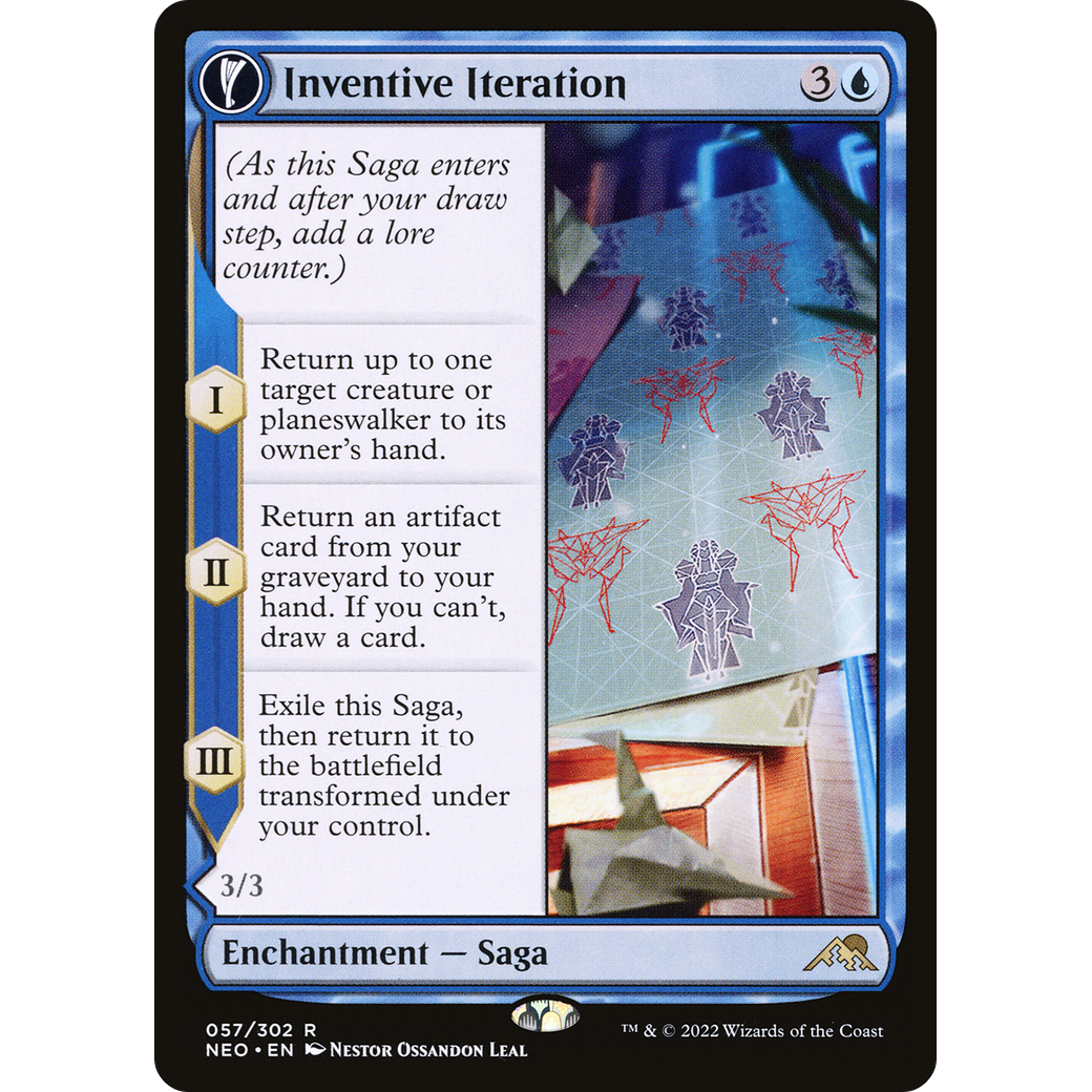 Inventive Iteration // Living Breakthrough (NEO-057) - Kamigawa: Neon Dynasty: (fandfc, enchantment)