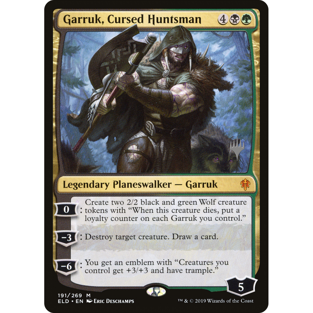 Garruk, Cursed Huntsman (PPELD-191) - Throne of Eldraine Promos