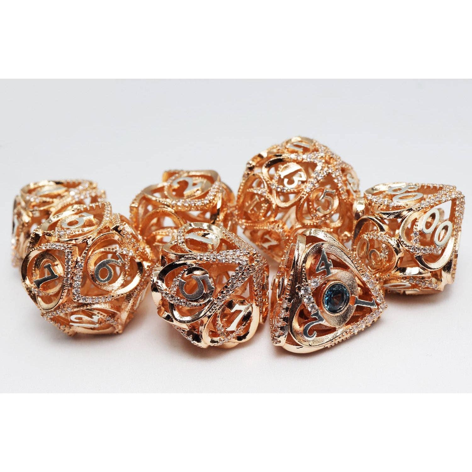 Hollow Hearts: Jeweled Copper - Metal RPG Dice Set