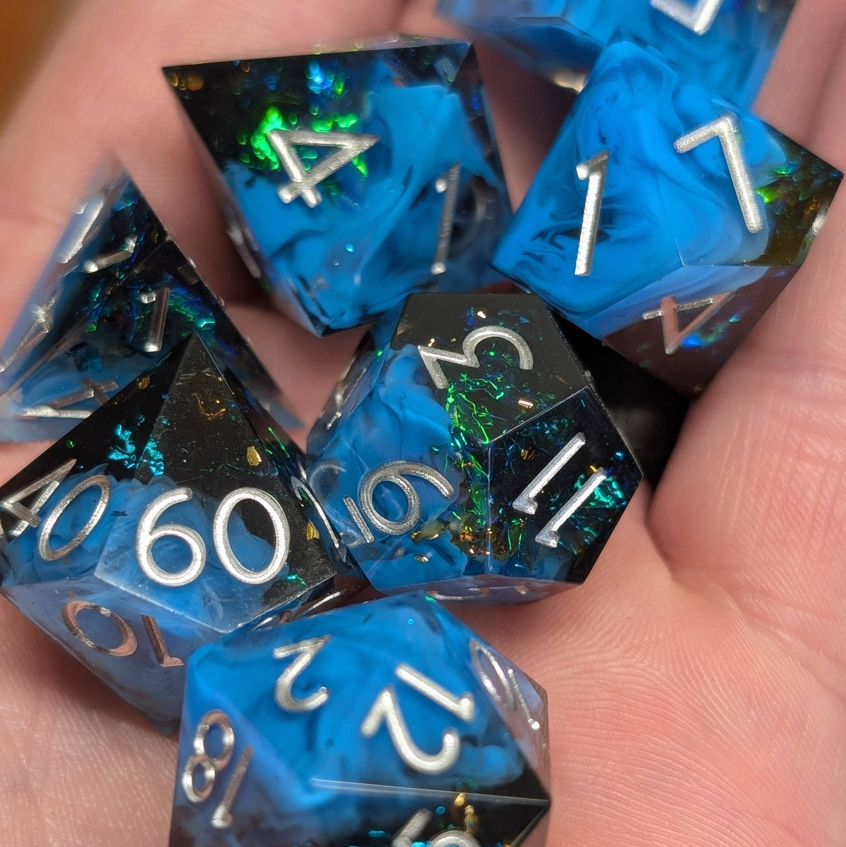 Apatite Glintcrystal - 7 Piece Polyhedral Dice Set