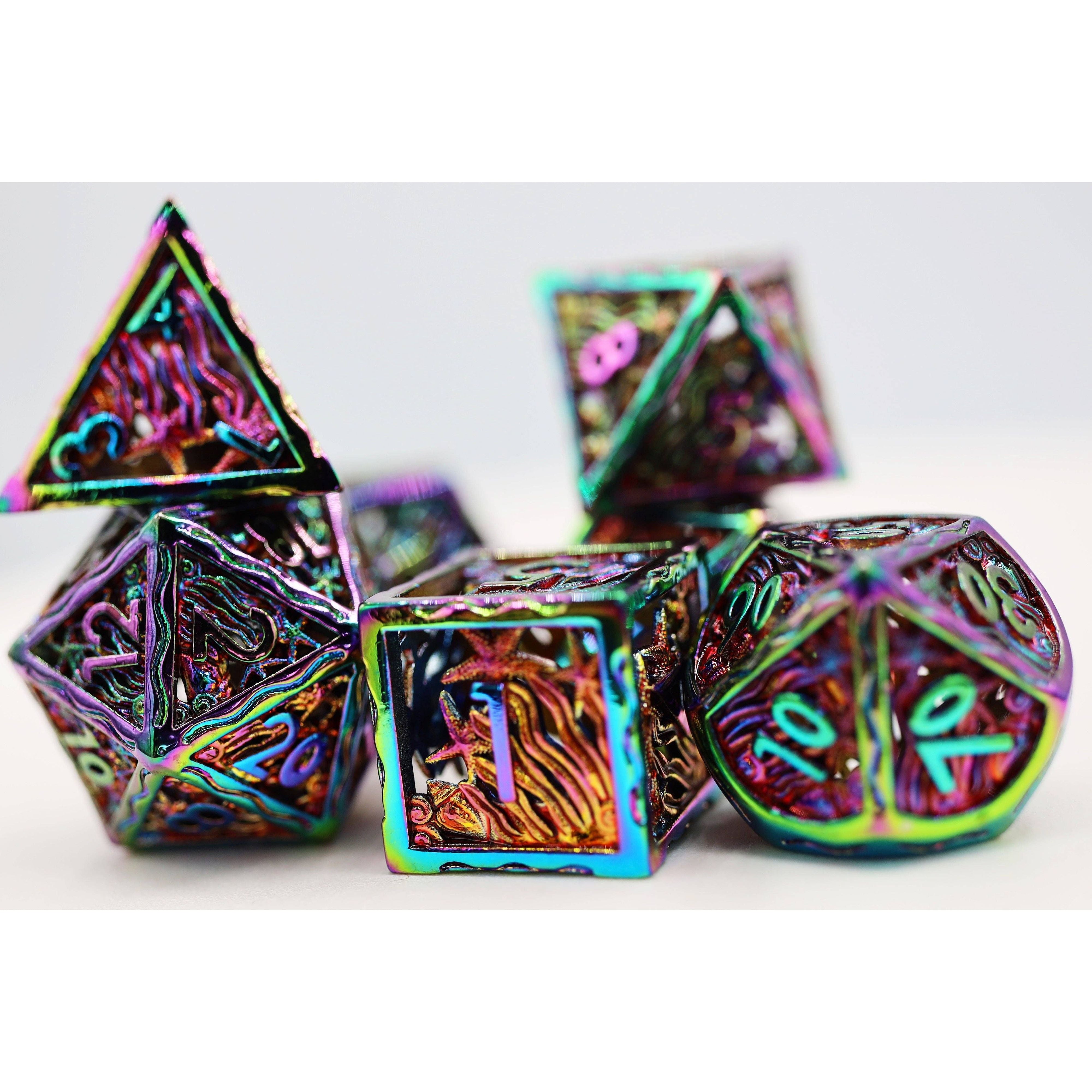 Seascape: Burnt Opal - Hollow Metal RPG Dice Set