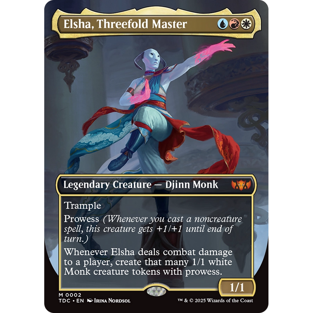 Elsha, Threefold Master (TDC-002) - Commander: Tarkir: Dragonstorm (Borderless) Foil