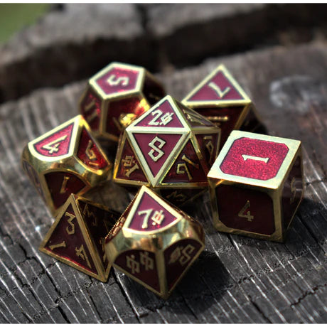 Elder Runes: Crimson Blood And Gold - 7-set Metal Dice