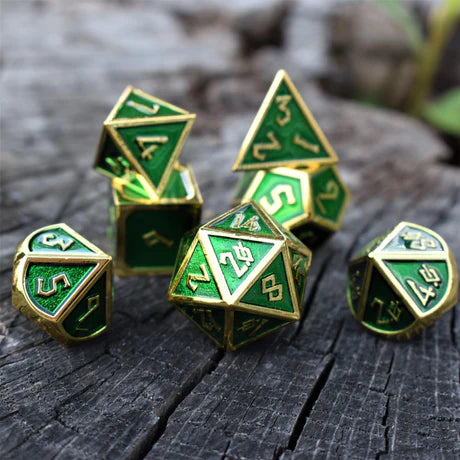 Elder Runes: Emerald And Gold - 7-set Metal Dice