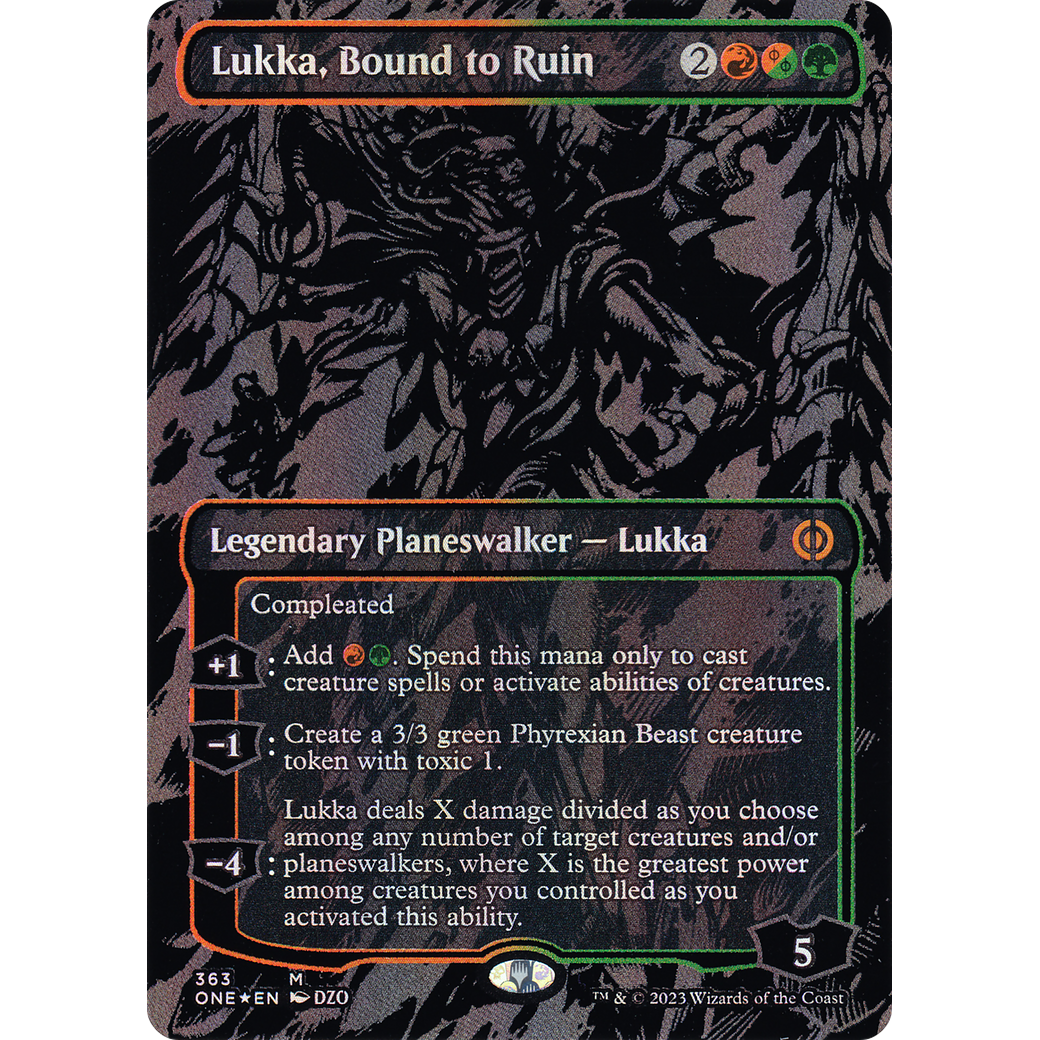Lukka, Bound to Ruin (ONE-363) - Phyrexia: All Will Be One (Borderless) Foil