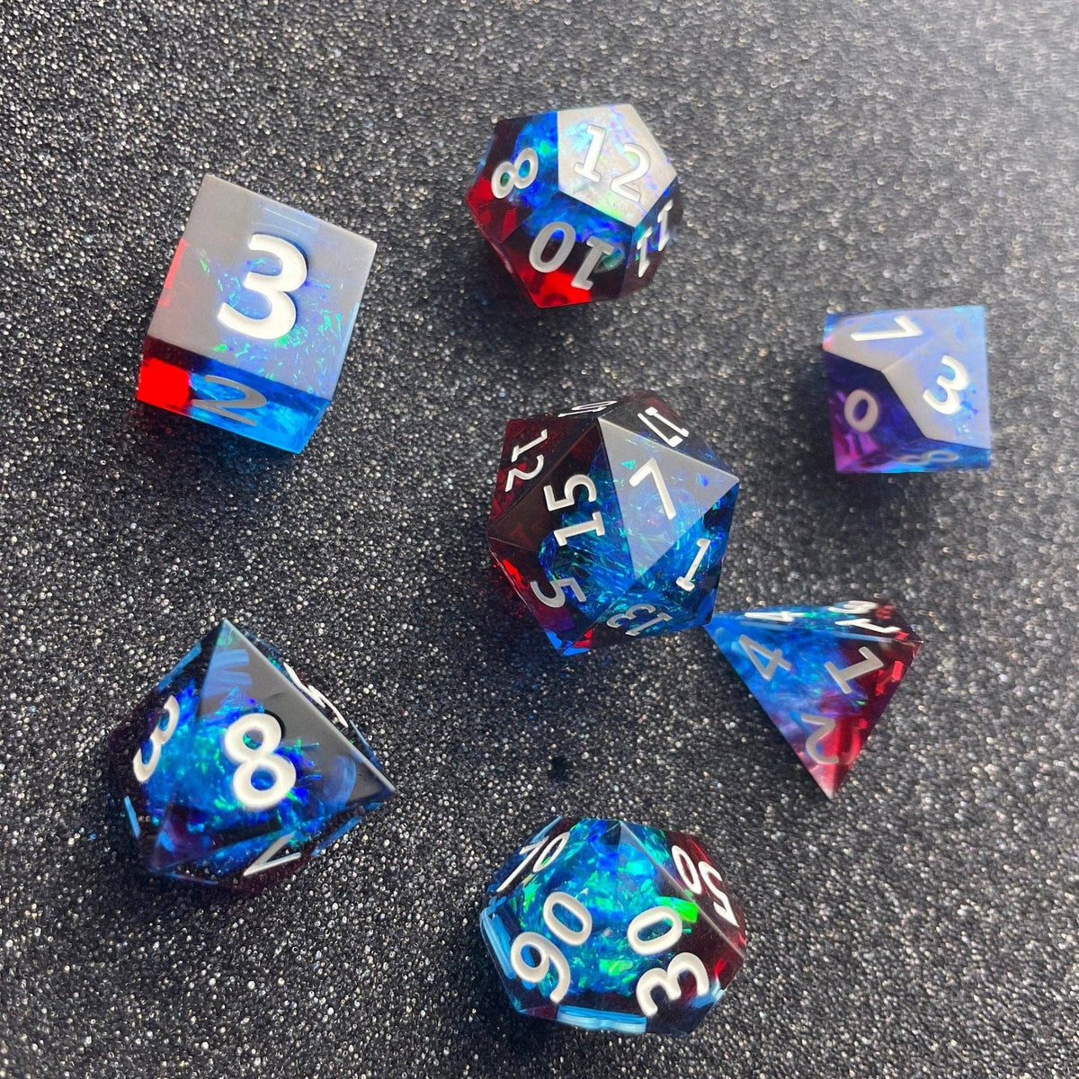 Frostfire Mystic - 7 Piece Luxury D&D Dice Set