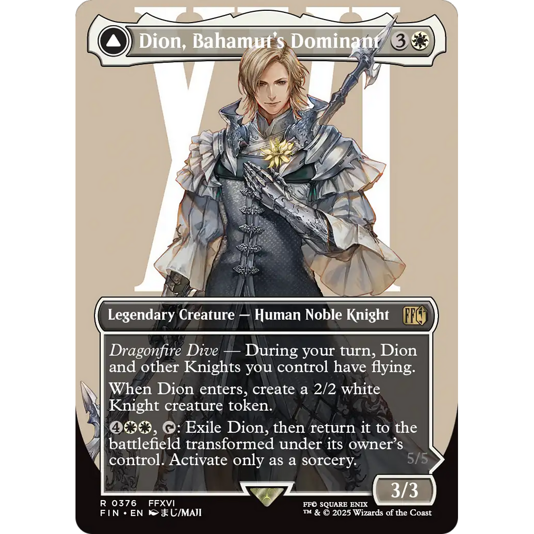Dion, Bahamut's Dominant // Bahamut, Warden of Light (FIN-376) - FINAL FANTASY: (enchantment) (Borderless)