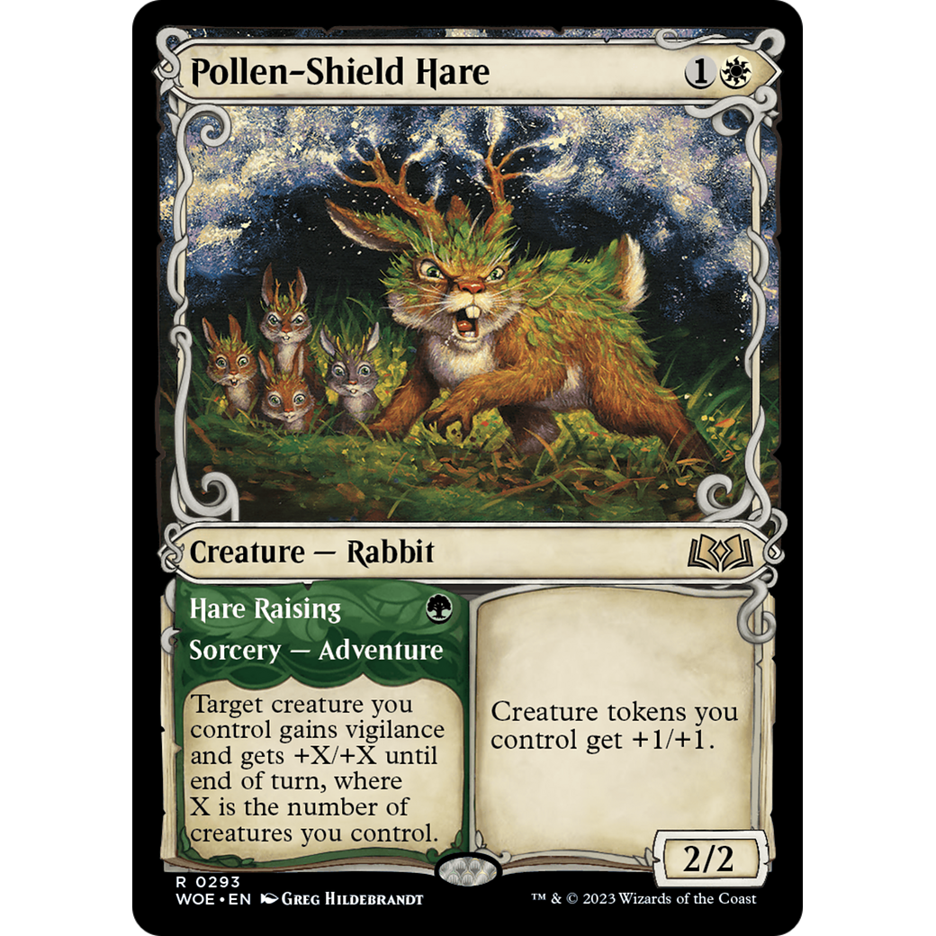 Pollen-Shield Hare // Hare Raising (WOE-293) - Wilds of Eldraine: (Showcase) Foil