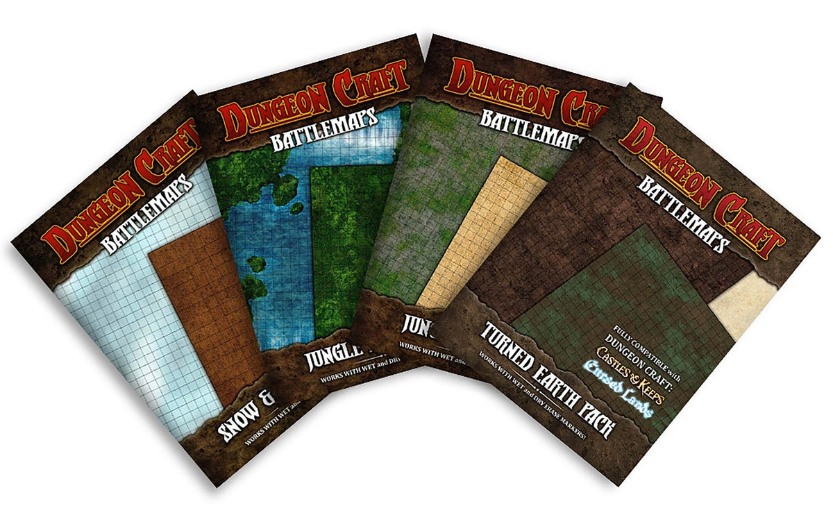 Dungeon Craft Battlemap 4 Pack: Lost Worlds - Double-Sided Dry/Erase RPG Maps