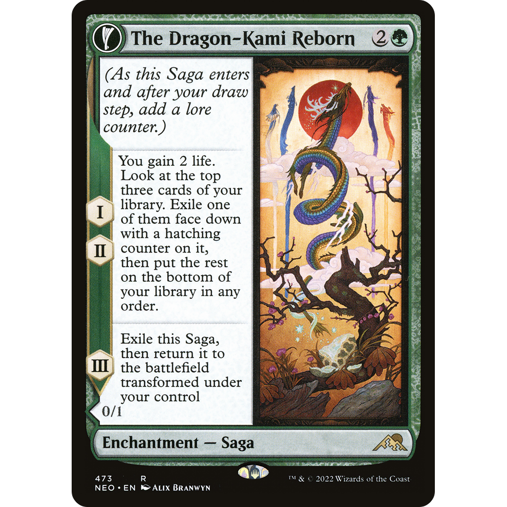 The Dragon-Kami Reborn // Dragon-Kami's Egg (NEO-473) - Kamigawa: Neon Dynasty: (Extended Art, fandfc, enchantment) Foil
