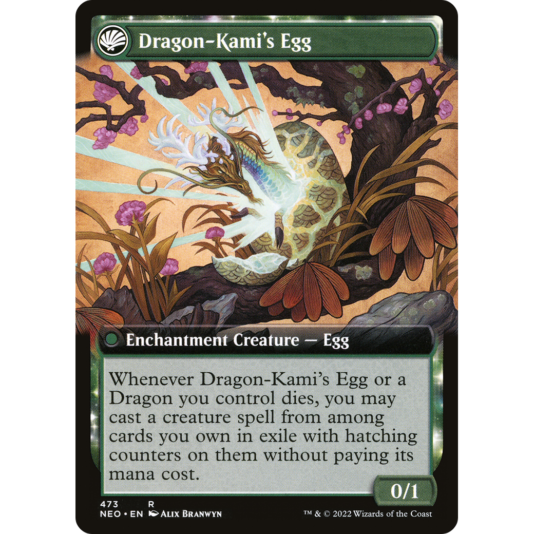 The Dragon-Kami Reborn // Dragon-Kami's Egg (NEO-473) - Kamigawa: Neon Dynasty: (Extended Art, fandfc, enchantment) Foil