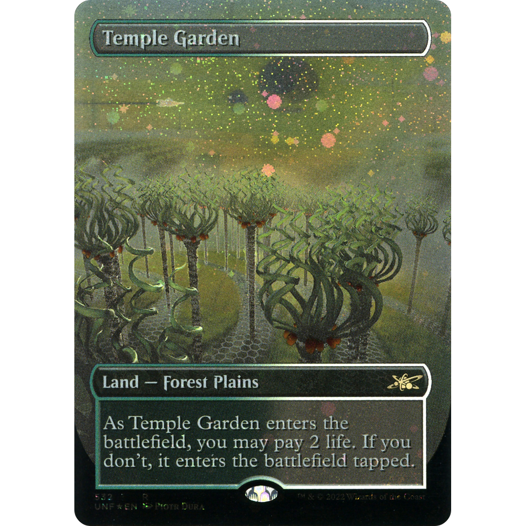 Temple Garden (Borderless) (Galaxy Foil) (UNF-532) - Unfinity (Borderless) Foil
