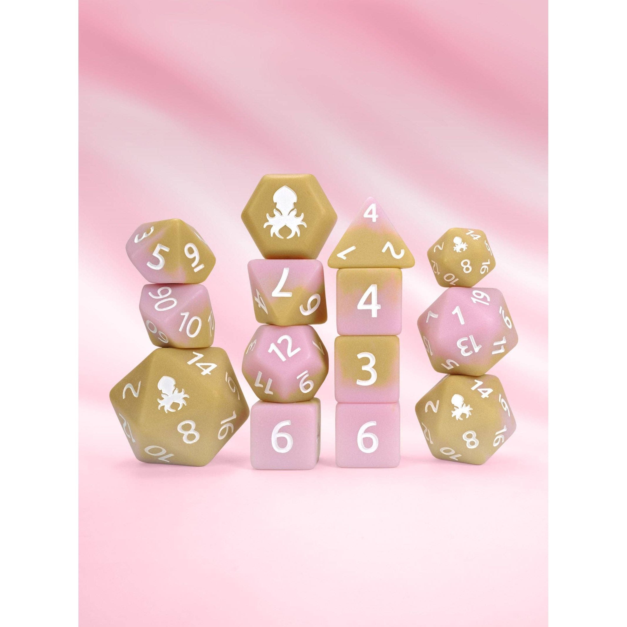Strawberry Cold Foam Matte 14pc Dice Set inked in White