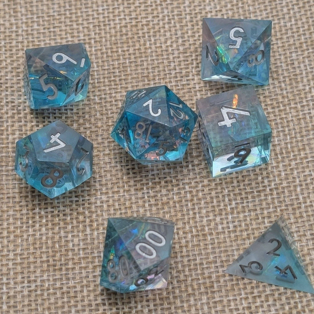 Oceanheart Opals - 7-Piece Luxury D&D Dice Set