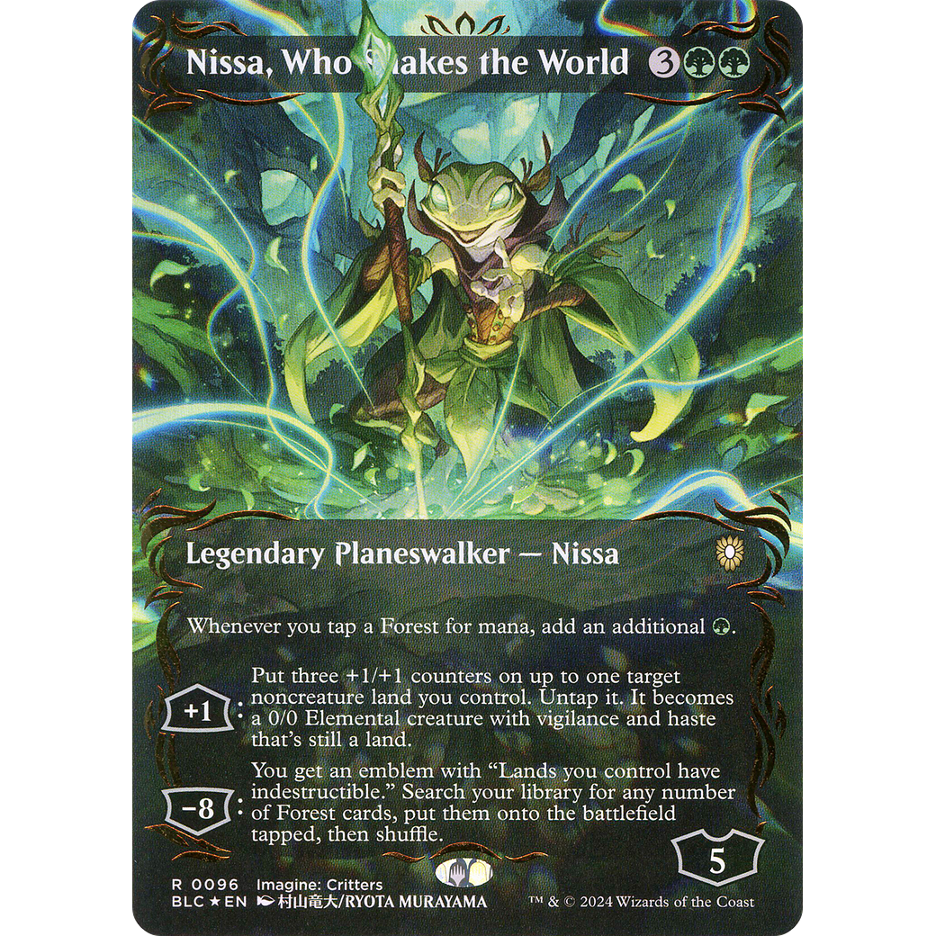 Nissa, Who Shakes the World (BLC-096) - Bloomburrow Commander (Borderless) Foil