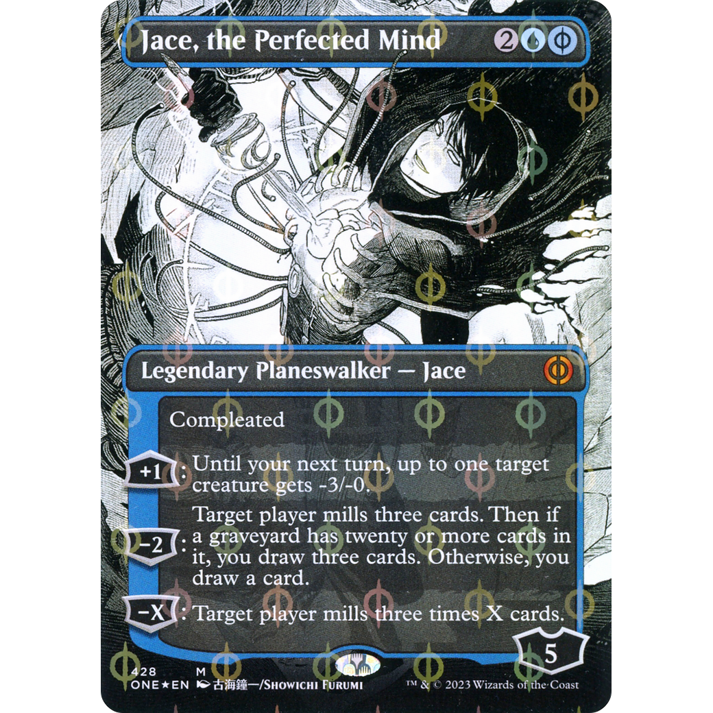 Jace, the Perfected Mind (ONE-428) - Phyrexia: All Will Be One: (Showcase) (Borderless) Foil