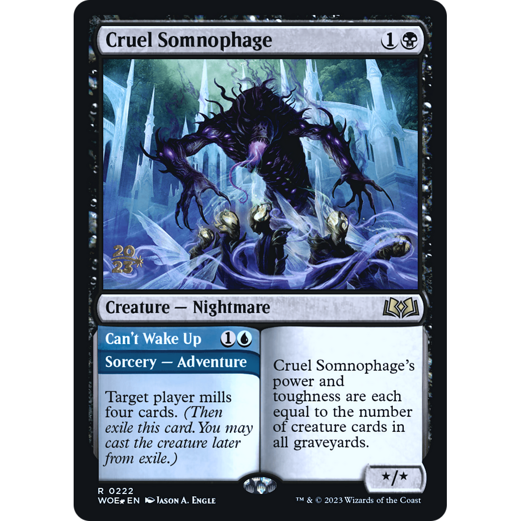 Cruel Somnophage // Can't Wake Up (PRE-222S) - Wilds of Eldraine Promos Foil