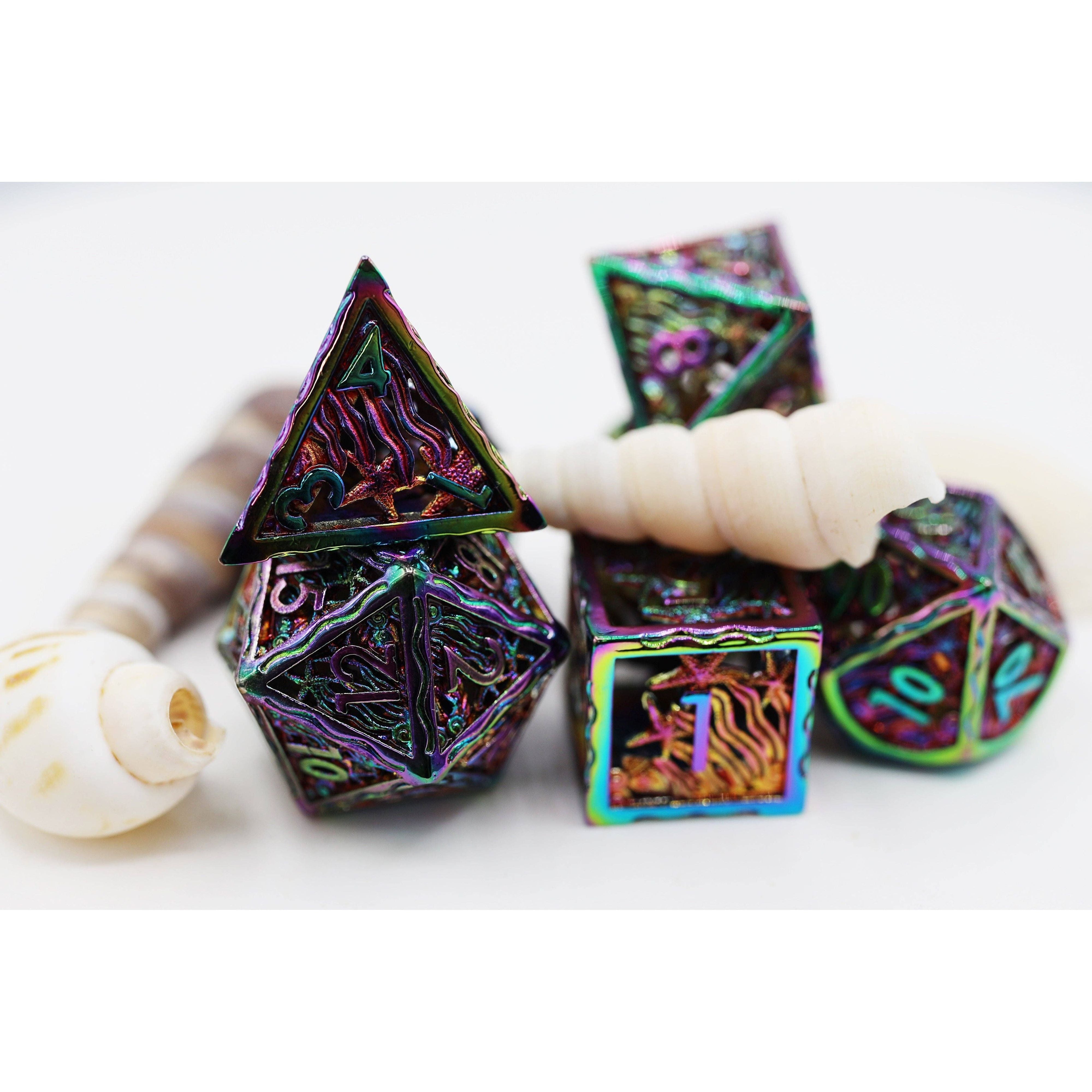 Seascape: Burnt Opal - Hollow Metal RPG Dice Set