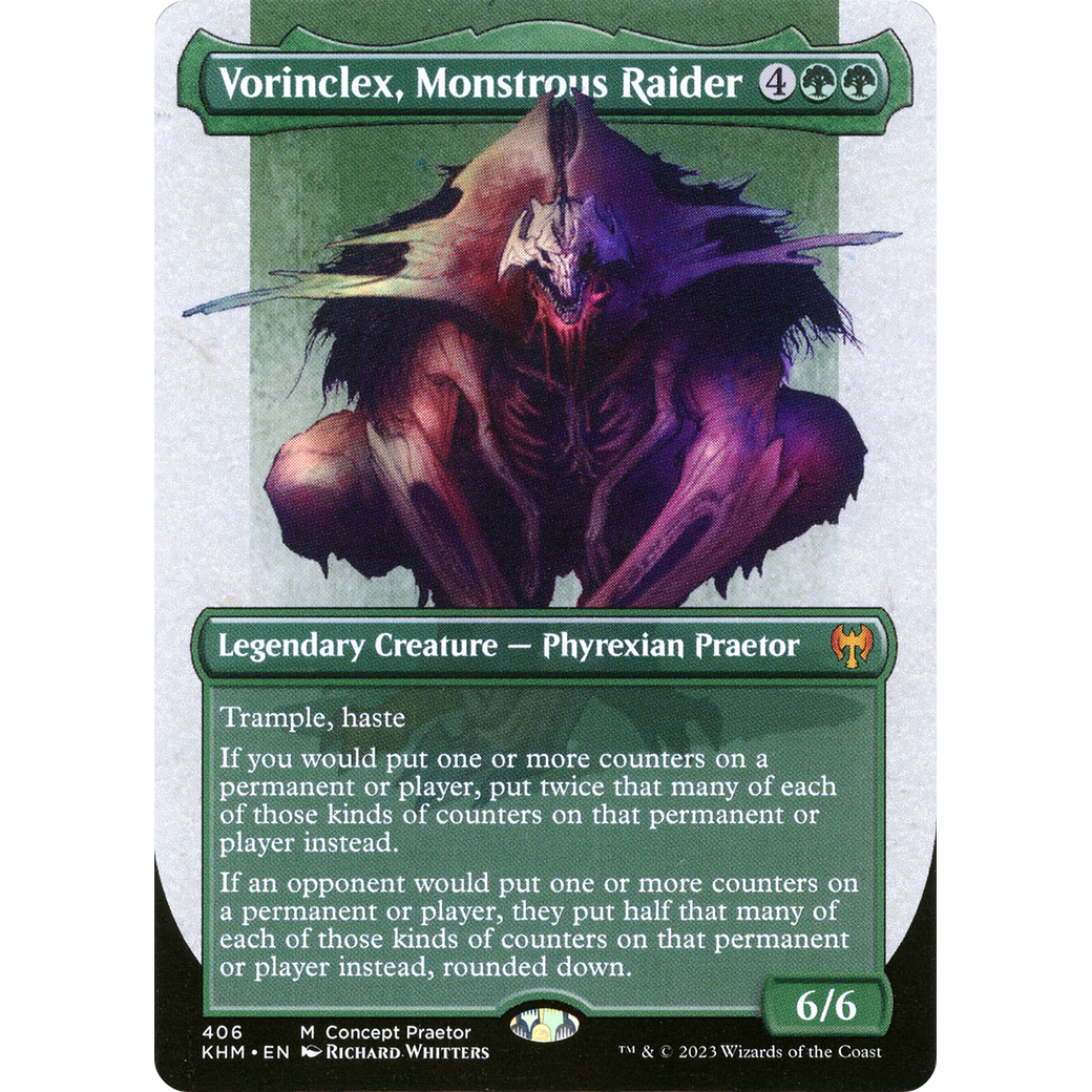 Vorinclex, Monstrous Raider (Concept Praetor) (ONE-406) - Kaldheim (Borderless) Foil