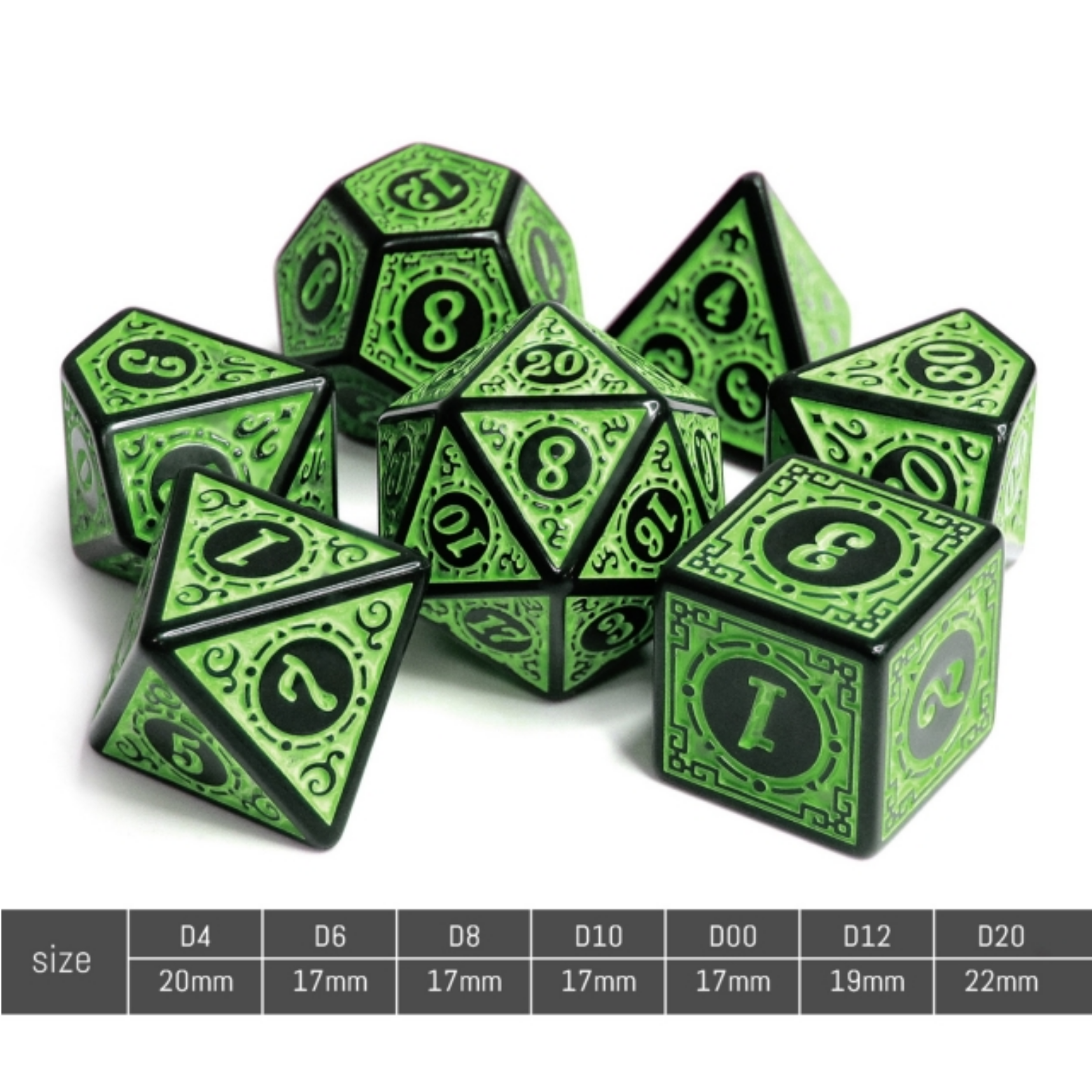 Magic Flame - Green RPG Dice Set
