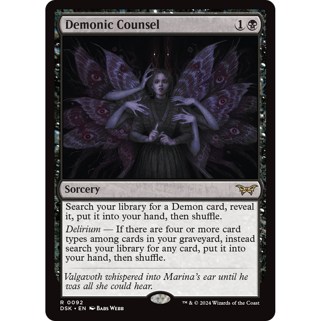 Demonic Counsel (DSK-092) - Duskmourn: House of Horror Foil