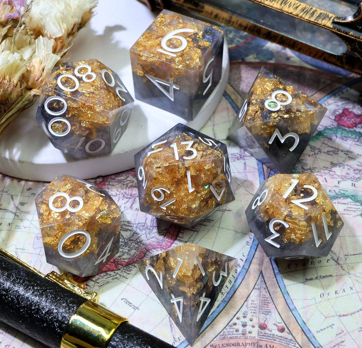 Marble Monarch - 7 Piece Polyhedral Dice Set
