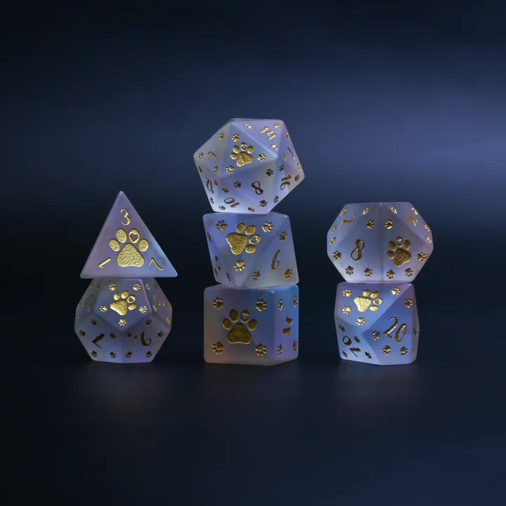 Misty Mountain - Puppy Paws: 7-set Frosted Prism Glass Dice
