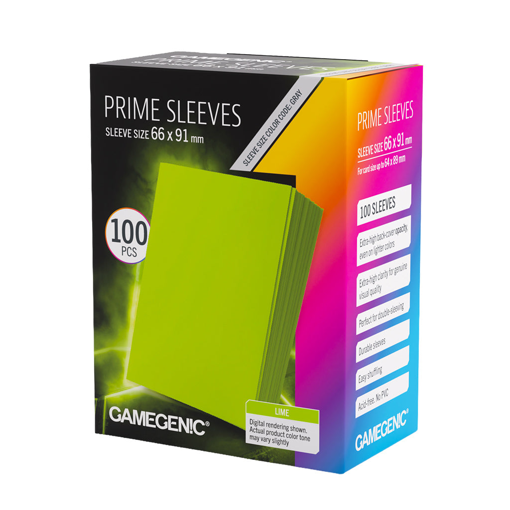 Gamegenic: Lime 100ct Prime Sleeves 66x91mm
