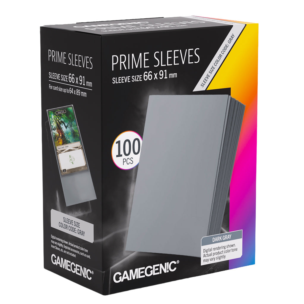 Gamegenic: Dark Gray 100ct Prime Sleeves 66x91mm