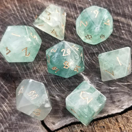 Green Fluorite - 7-set Stone Dice