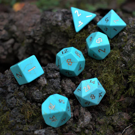 Green Turquoise - 7-set Stone Dice