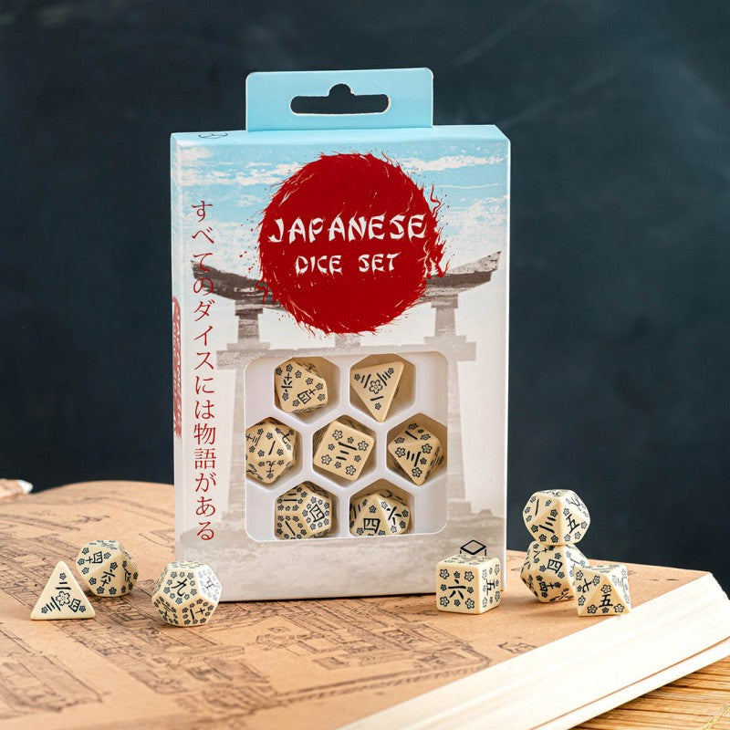 Japanese Last Words Stone 7 Polyhedral Dice Set