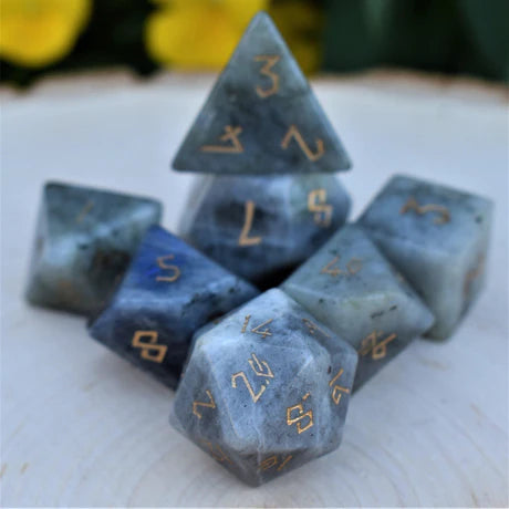 Labradorite "Moonstone" - 7-set Stone Dice