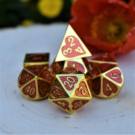 Lover's Heart Enamel - 7-set Metal Dice