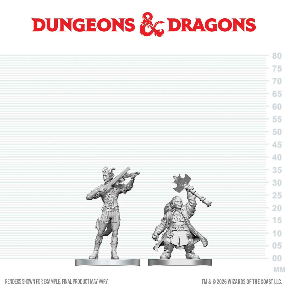 W28 Tiefling Bard & Dwarf Cleric Miniatures