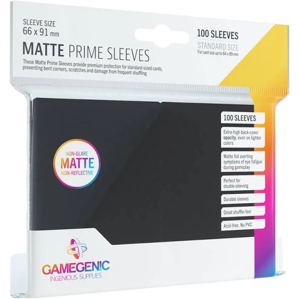 Gamegenic Matte Prime Sleeves 100ct: Standard Size 66 X 91mm: Black