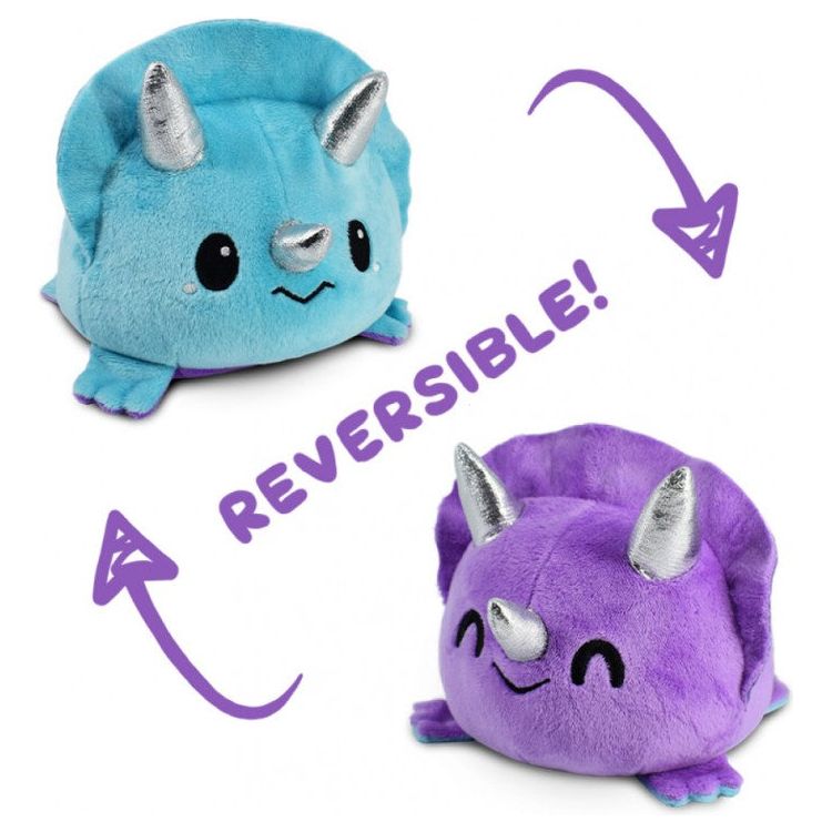 Reversible Triceratops Plush: Purple & Blue