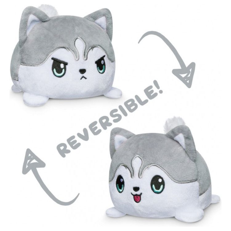 Reversible Husky Plush: Happy & Angry Gray