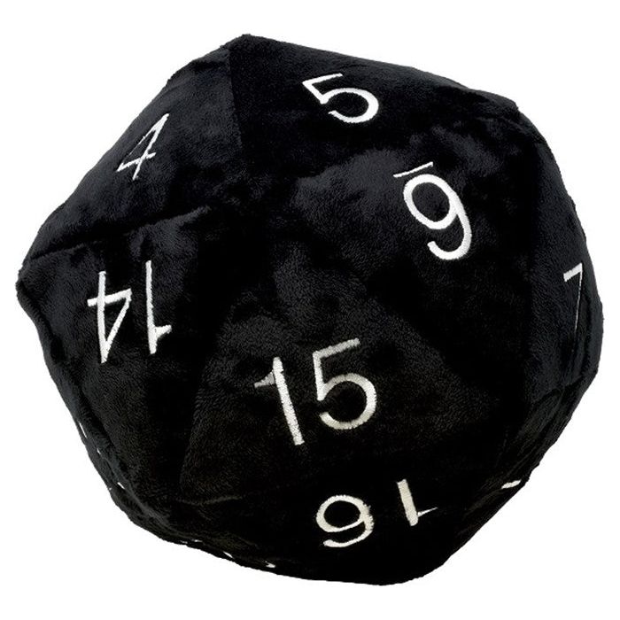 Jumbo d20 Plush: Black and Silver