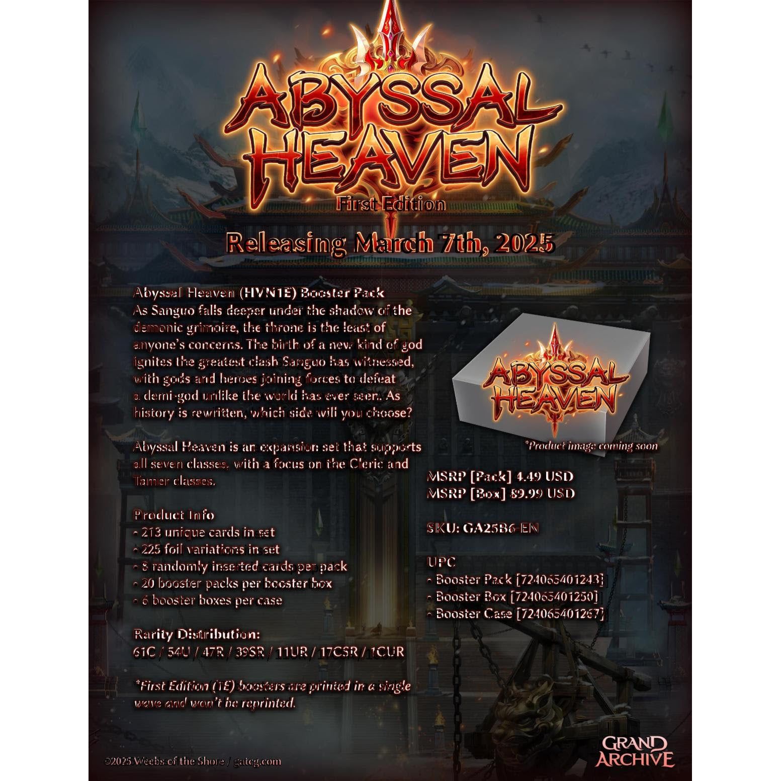 Grand Archive TCG: Abyssal Heaven Booster Box 1st Edition (Case Discounts Available) (Pre-Order) (3/7/25 Release)