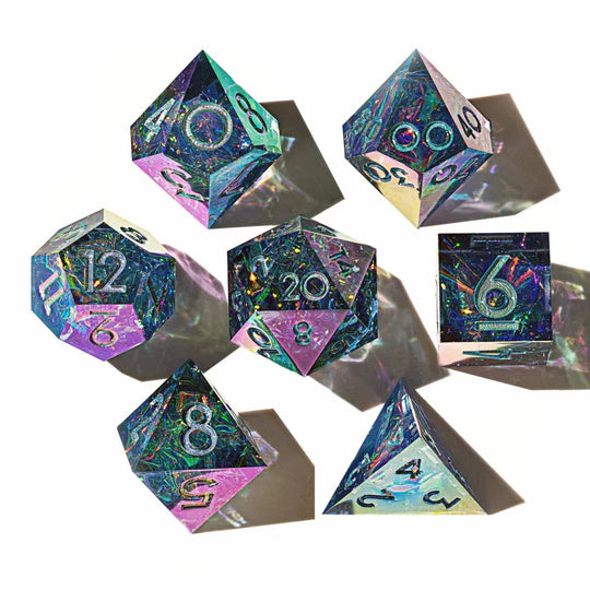 Unnecessary Feelings 7-Piece Iridescent Polyhedral Dice Set