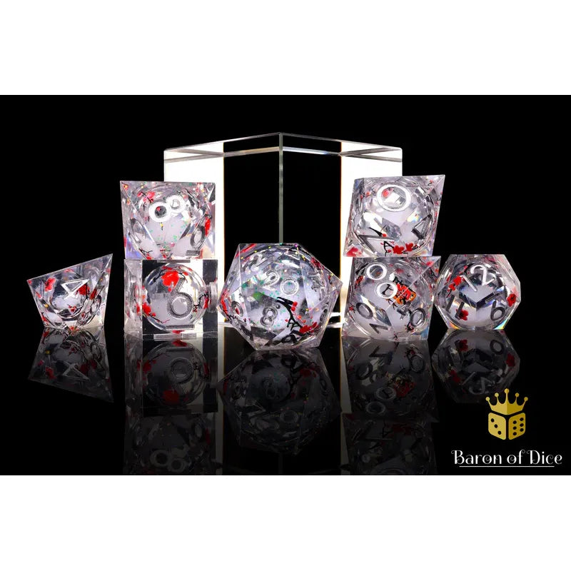 Baron of Dice: Winter Cherry Blossom - Liquid Core 7 Piece Polyhedral RPG Dice Set