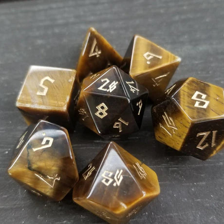 Yellow Tiger's Eye - 7-set Stone Dice